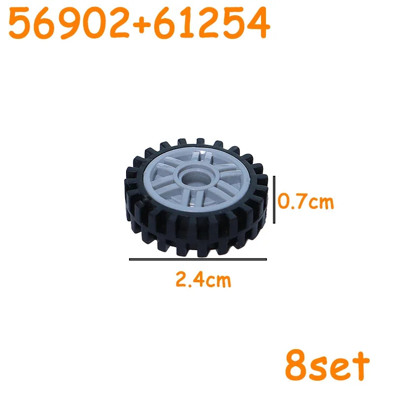 MOC Technical Tire Wheel Cross Hole Set Motorcycle Tyre & Rim Car Truck Wheels Hub Bricks Construction Building Blocks