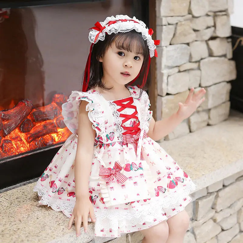 Spanish Bow Snow White Princess Dress Girls Lolita Vestido Children Birthday Eid Easter Party Ball Gown Kids Lace Boutique Cloth