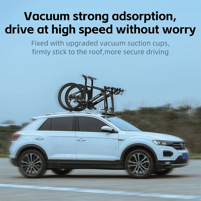 WEST BIKING Car Roof Vacuum Suction Cup Bicycle Racks Cycling Tour MTB Road Bike Quick Release Car Carrier Top Parking Racks