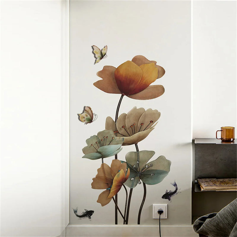 Wall Sticker Butterfly Flower Pattern Wall Decals Wallpaper For Living Room Bedroom Bathroom Home Beautify Decoration