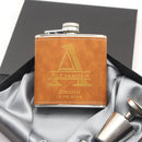 Personalized Logo Leather Hip Flask Set Birthday Father's Day Gift Custom 6oz Flask Wedding Favors Groom Groomsman Best Man Gift