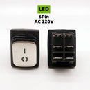 KCD4 Stainless steel waterproof rocker switch ON-OFF4/6Pin electrical equipment switch with LED power supply 16A 250V/20A 125VAC