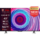 TCL 43RC650K 43-inch QLED Pro Television, 4K Ultra HD, Roku TV ，43RC650K