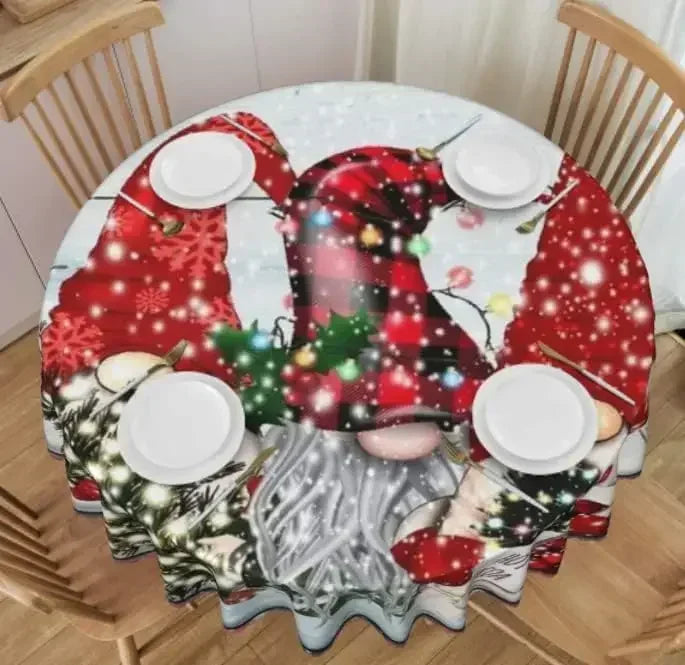 Christmas Table Cloth Red Round Christmas Tablecloth 60 Inch Washable Reusable Winter Snowflake Tablecloth for Holiday Party