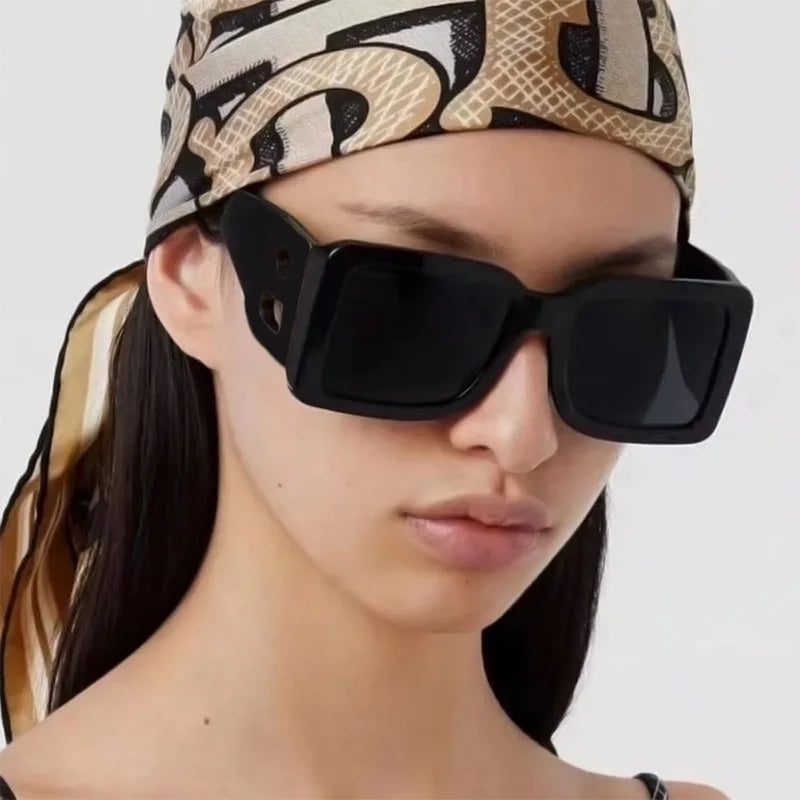 Brand Fashion Square Sunglasses Woman Mirror Black Gradient Sun Glasses Female Big Frame Modern Retro Vintage Sunglasse