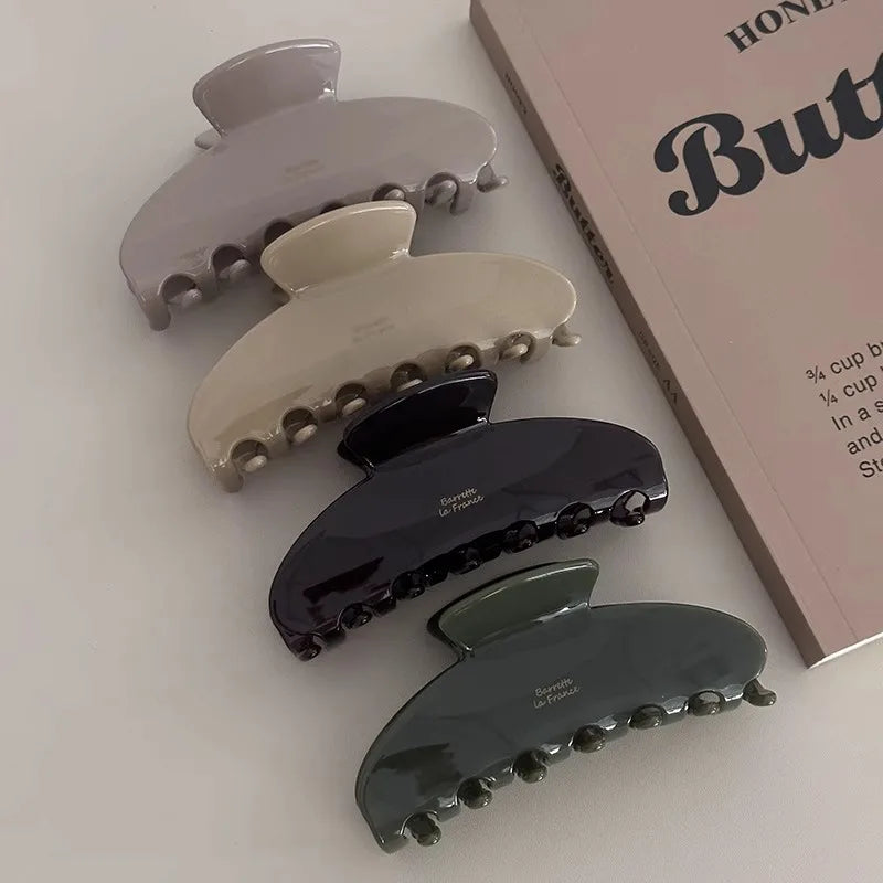 1pc Korean ins autumn/winter Maillard hair clip gold label chocolate brown hair clip shark clip large