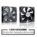 Nality Tea 5V 12V 24V 120mm Fan Sleeve/Ball Cooling Fan 120x120x25mm DC Brushless Cooler Fan for PC Laptop Computer Case