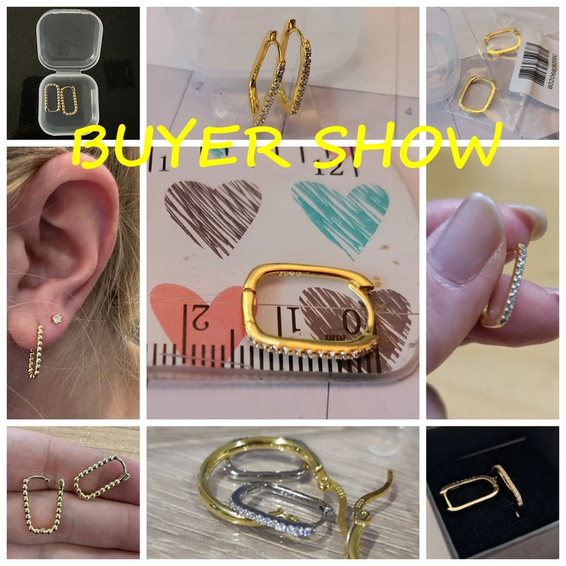 CANNER 925 Sterling Silver Square Piercing Huggie Hoop Earrings for Women Simple Cubic Zirconia Earings Fine Jewelry Pendientes