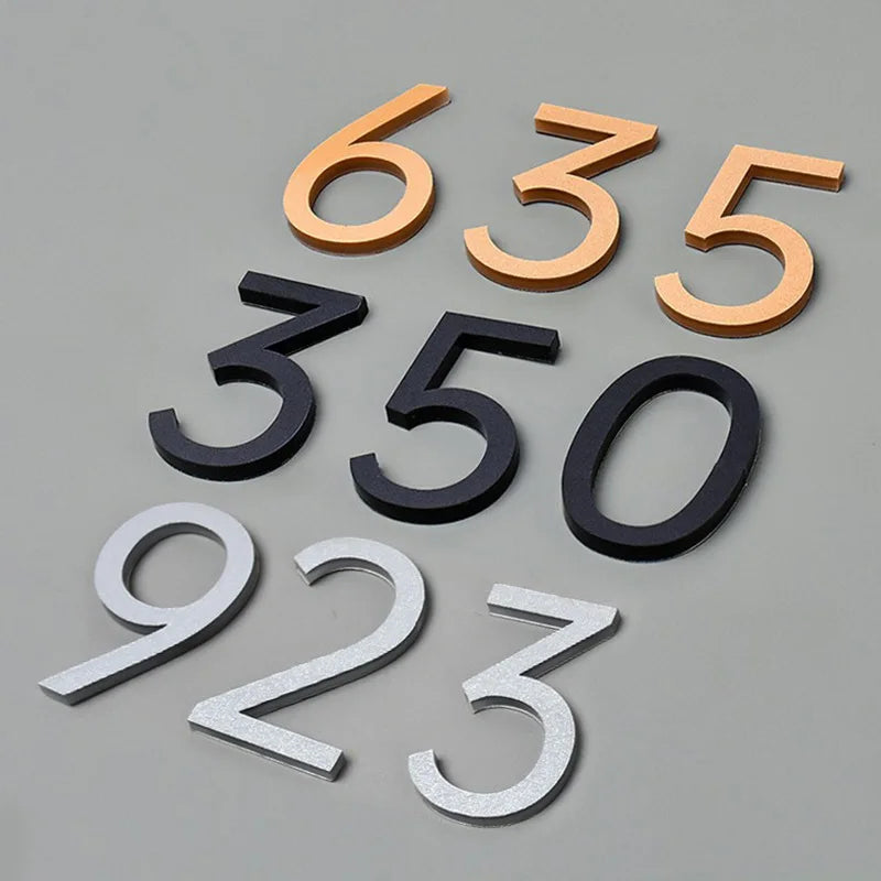3D Number Stickers Self Adhesive House Room Door Number Plate Sign for Home Apartment Cabinet Table Mailbox Outdoor Door Numbers