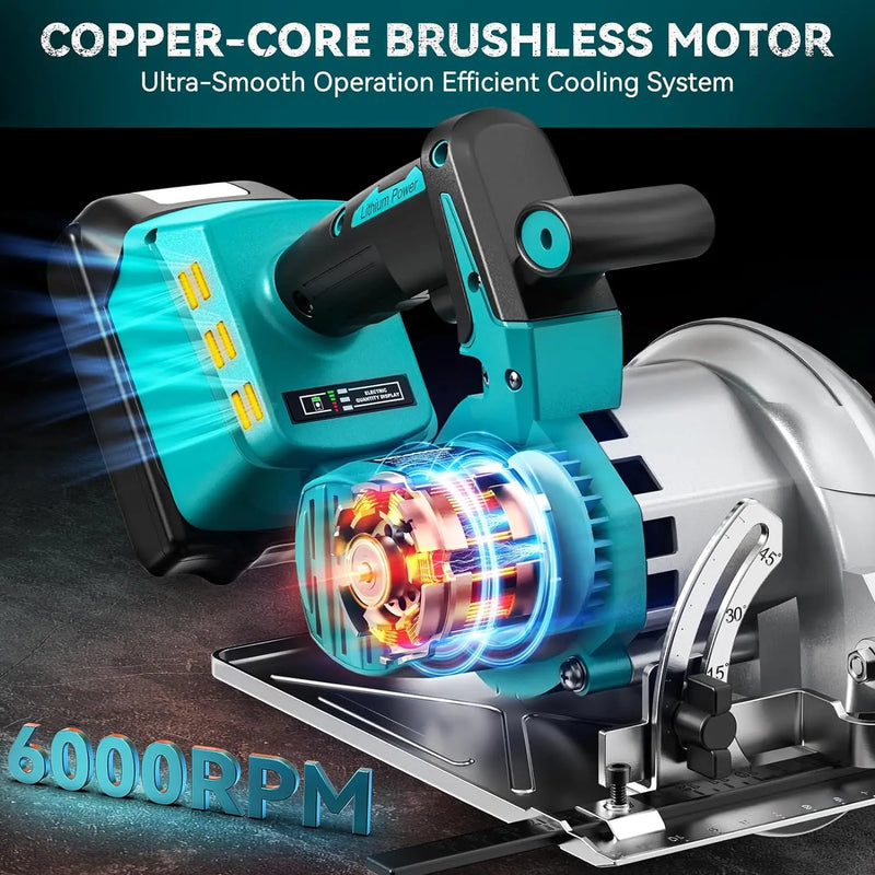 Brushless 5Inch 125MM Electric Circular Saws Adjustment for Woodworking Electric Cutting Tool For 18V Battery