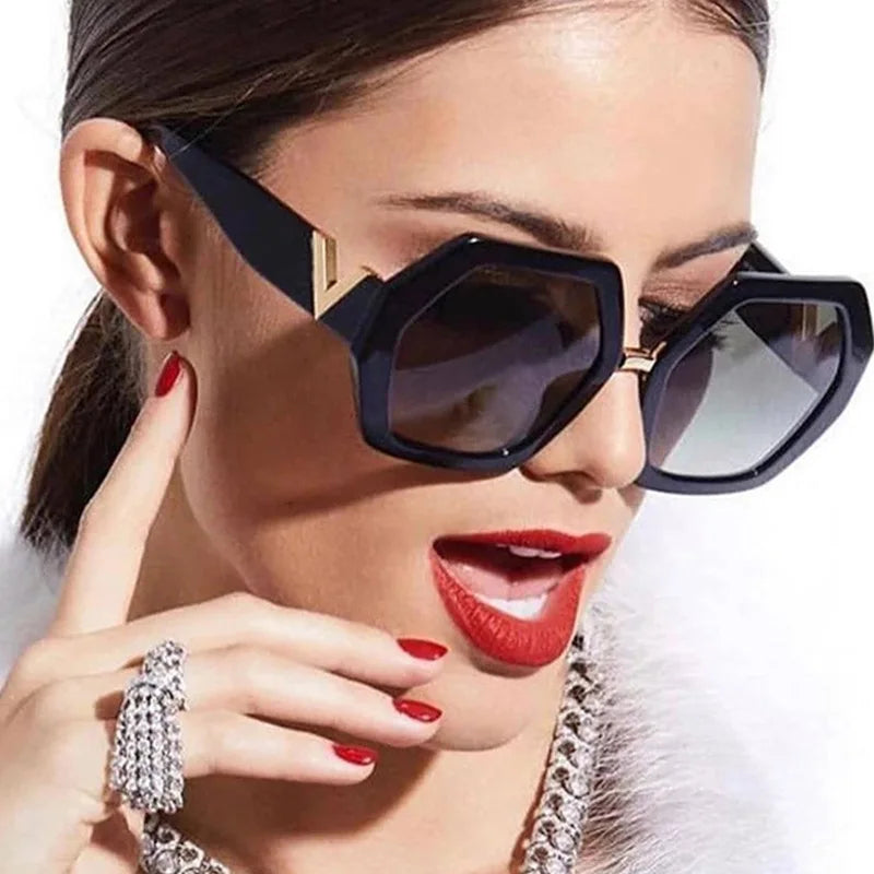 Fashion Big Frame Hexagon Sunglasses Women 2023 Designer Oversized Eyewear Men Square Sun Glasses Sunnies Female Gafas De Sol