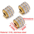 5pcs 8mm Stainless Steel 3 Rows Rhinestones Round Tube Charm Beads Crystal for Jewelry Making Diy Material	Make Up Needlework