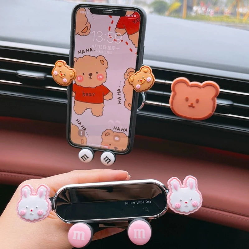 Disney Cartoon Car Phone Holder Anime Mickey Minnie Ornament Auto Air Outlet Mobile Phone Holder Cute Decor Accessories
