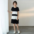 8 To 16 Years, Girls Dress 2022 New Kids Summer Clothes Teenage Casual Dress Patchwork 100% Cotton Soft Mommy and Me ,
