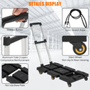 Folding Hand Truck 176 LB Capacity, Portable Collapsible Dolly with 6 Wheels & 2 Elastic Ropes, Plastic Base, Adjustable Handle