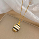 Greatera Colorful Enamel Easter Egg Pendant Necklaces for Women Guilloche Locket Egg Gold Plated Chain Necklaces Party Jewelry