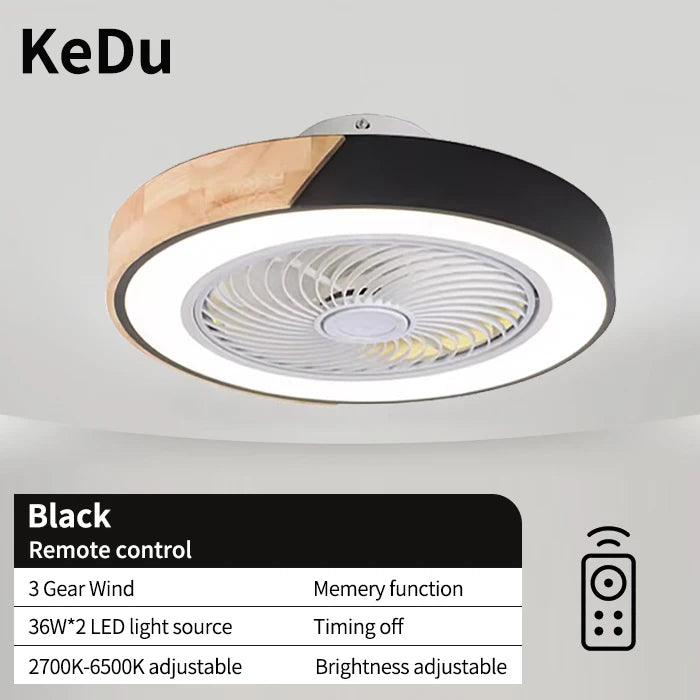 Bedroom ceiling fan light, intelligent voice invisible ceiling fan light, dining room home use Nordic macaron electric fan penda