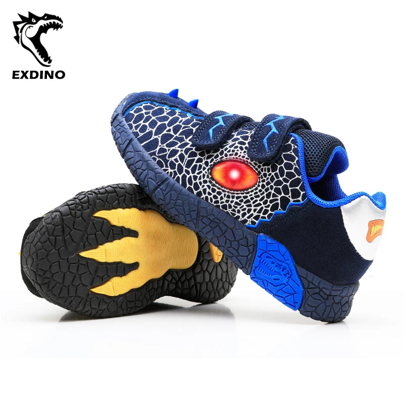EXDINO Kids LED Spring Autumn Flashing Footwear 3-6Y Boys Little Children Light Up Glowing Sneakers Casual Running Sports Shoes