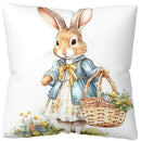 Easter Floral Bunny Print Pillowcase Nordic Home Decor Pillowcase Holiday Bedroom Living Room Decoration Polyester Cushion Cover
