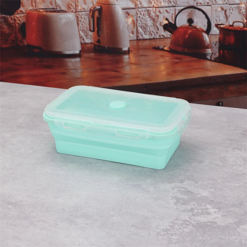 Silicone Folding Bento Box 4 Size Collapsible Portable Lunch Box for Food Dinnerware Food Container Bowl Lunchbox Tableware