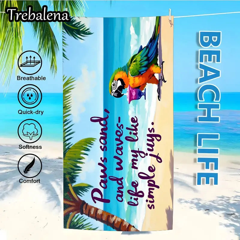 30*60inch Ultra-Soft Beach Towel with Tropical Parrot Beach Towel Simple Joys Life Style