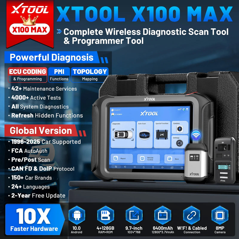 XTOOL X100 MAX Advanced IMMO Key Programmer All System Diagnostic ECU Coding 42 Service Bi-Directional Control Scanner x100 PAD3
