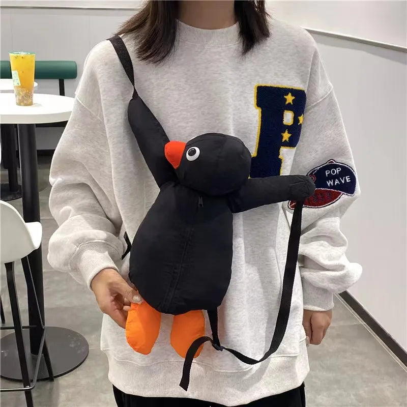 Penguin Plush Backpack Cartoon Cute PINGUed Plush Toy Soft Stuffed Animal Shoulder Bag for Kids Girls Birthday Gifts