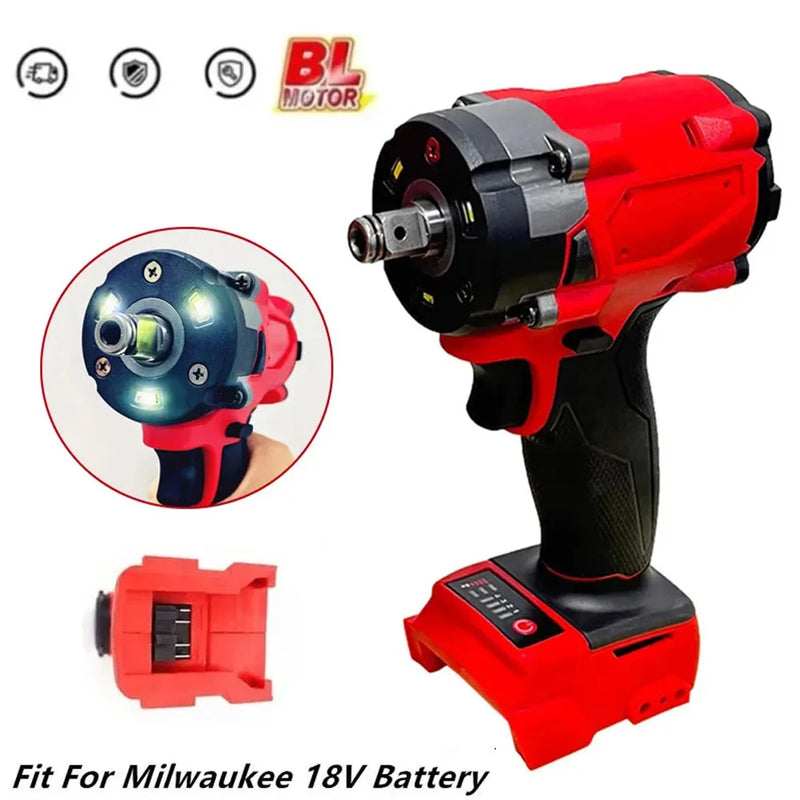 Brushless Impac Wrench 500N.m Electric Driver 1/2" Repair Cordless Screwdriver 4 Gears Power Tools for Milwaukee 18V Battery