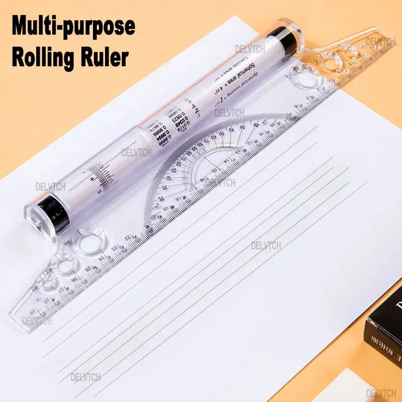 30cm Multi-purpose Angle Parallel Scroll Rolling Ruler Art Design Architect Drafting Drawing Measuring Balance Scale Template