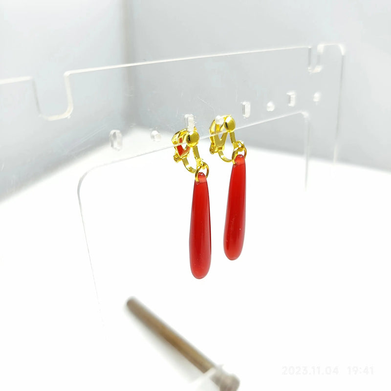 Frieren at the Funeral character Frieren Cosplay Red Resin Pendant Earrings Stud Earring Clip Earrings ZS002