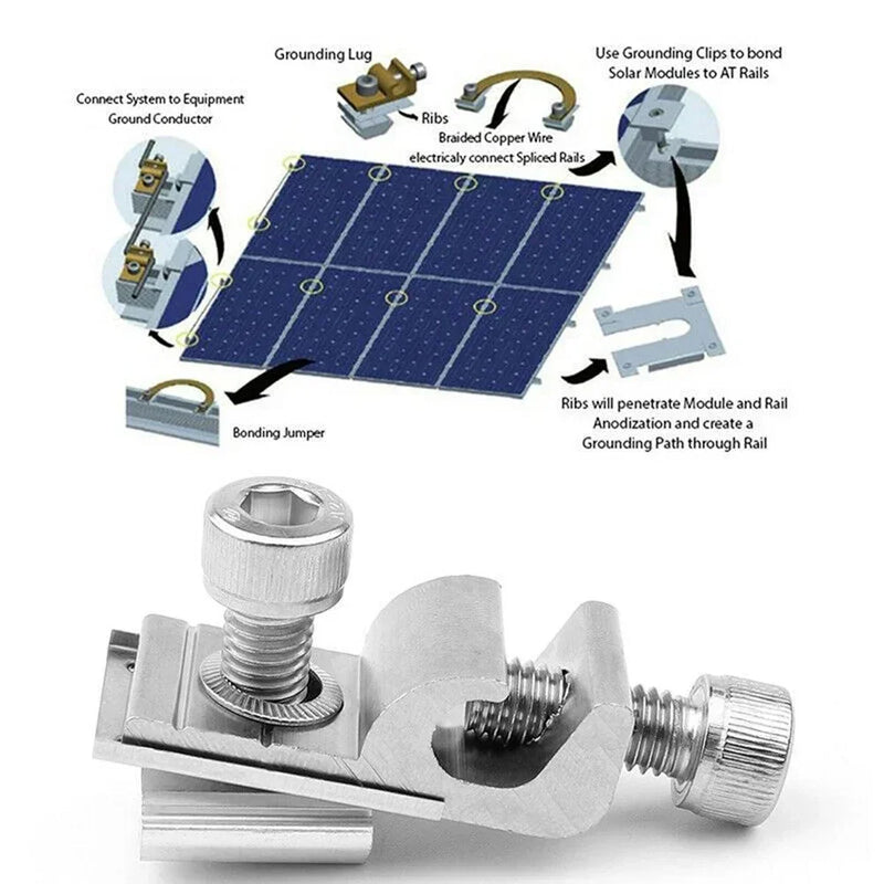 1 Pc Solar Panel Mounting Bracket Clamps Ground Lugs Fasteners Photovoltaic Support For Roofs Solar Panel Rails Clamps Hardware