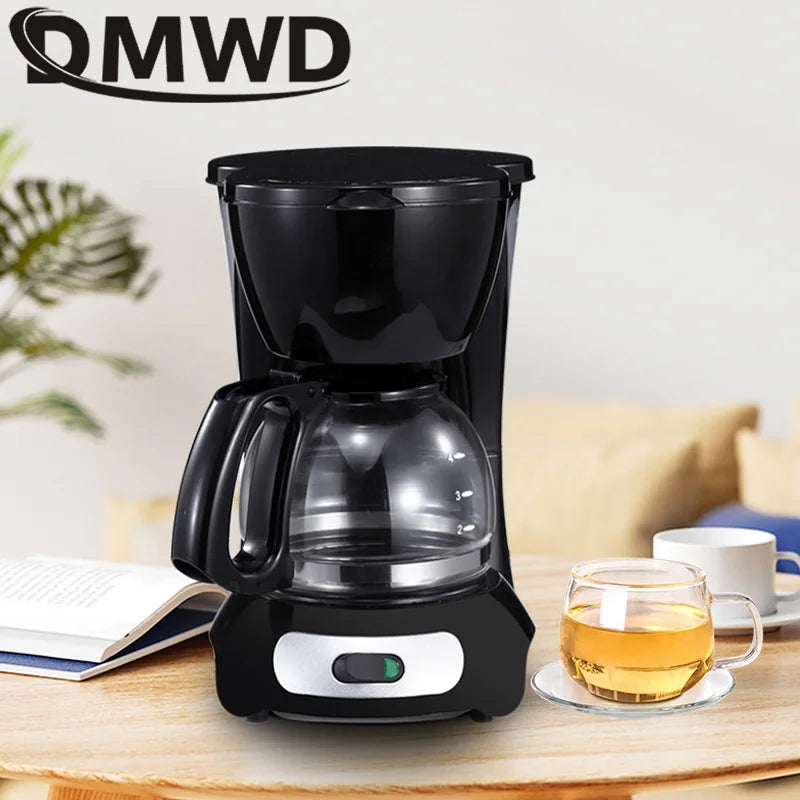 DMWD Semi-Automatic Electric Latte Espresso Coffee Maker Mini 0.6L Moka Drip Cafe American Coffee Brewing Machine Tea Pot Boiler