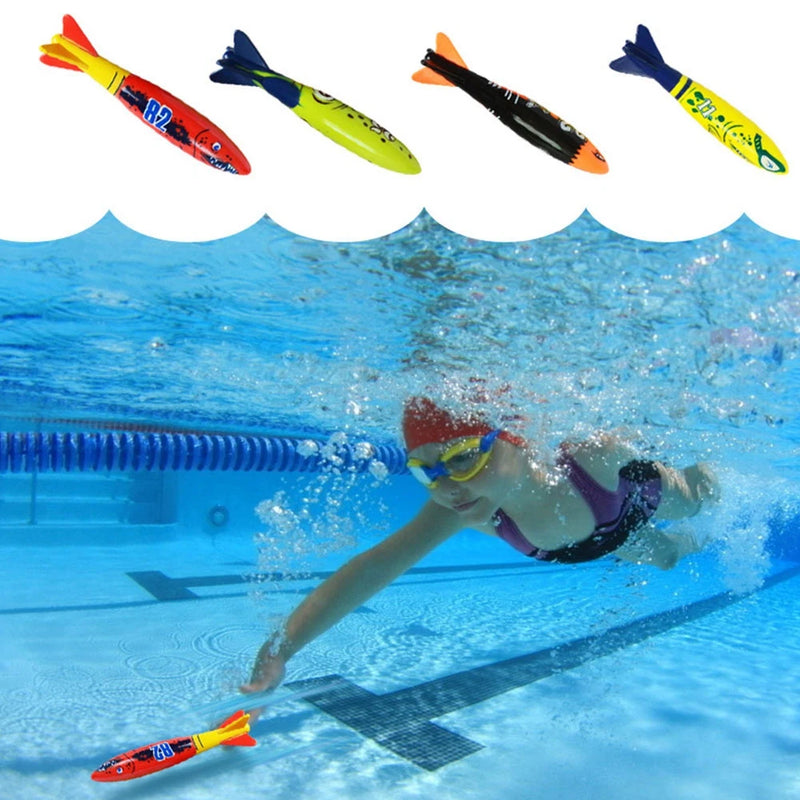 4Pcs Diving Torpedo Underwater Swimming Pool Playing Toy Outdoor Sport Training Tool for Baby Kids Swimming Toy