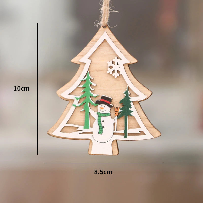 Christmas Wooden Pendant santa car pattern Xmas Tree Hanging Ornaments Christmas Decorations for Home Navidad Gift New Year 2023