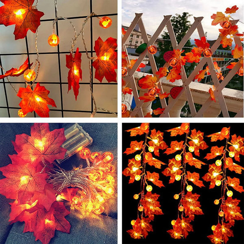 LED Maple Leaf Light String Fake Autumn Leaves LED Fairy Garland for Christmas Thanksgiving Halloween Party Home Decoration