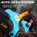 Jemi Tool 6 inch portable cordless rechargeable electric chain saw with two batteries, wood cutter, garden orchard pruning tool