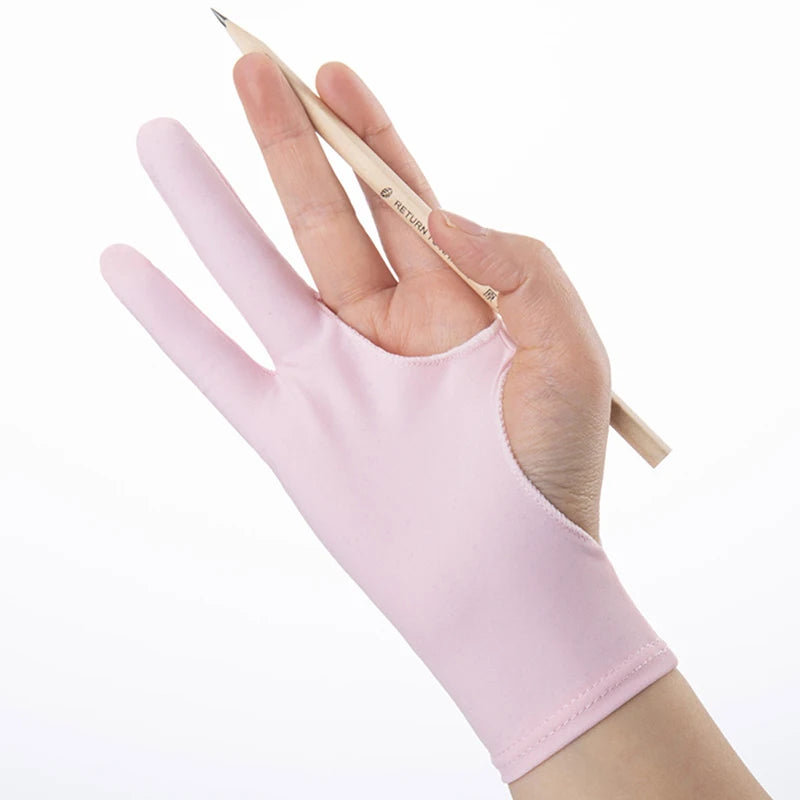 1PC Artist Drawing Glove For Any Graphics Drawing Tablet Black 2 Finger Anti-fouling Both For Right And Left Hand Black