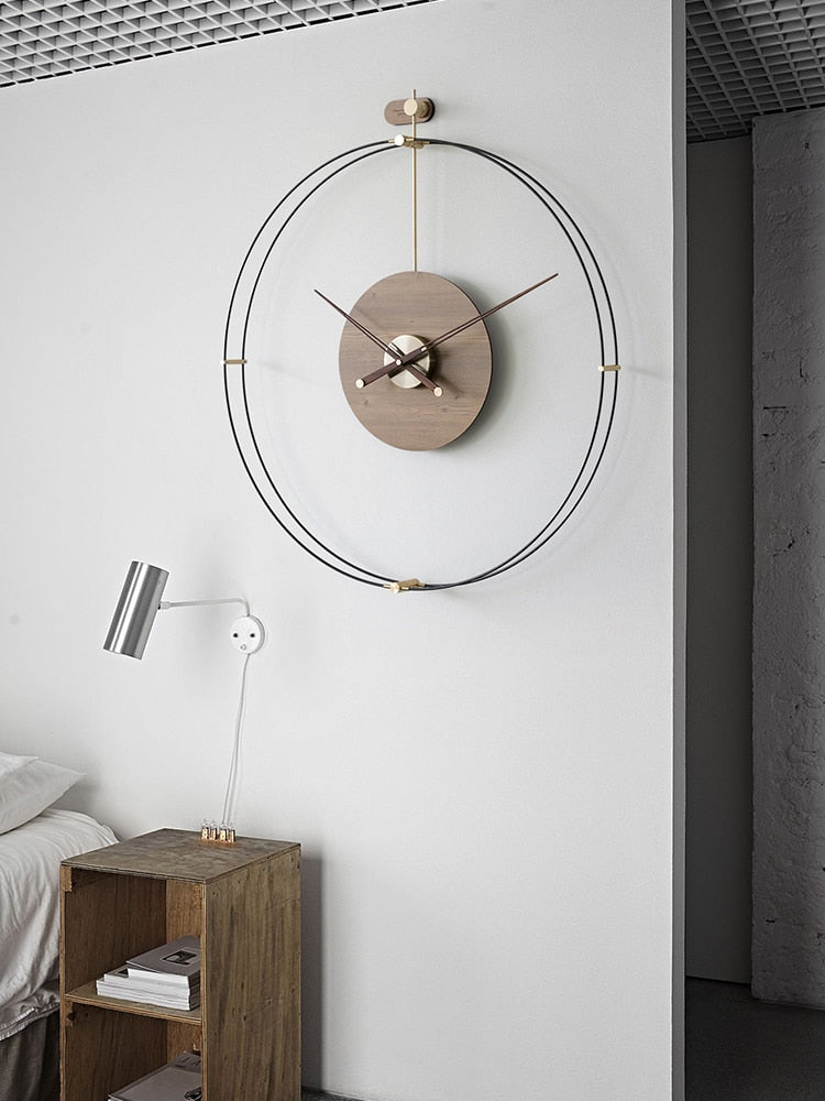 Nordic Luxury Wall Clock Modern Design Silent Large Wall Clocks Home Decor Creative Wood Metal Watch Living Room Home Decoration