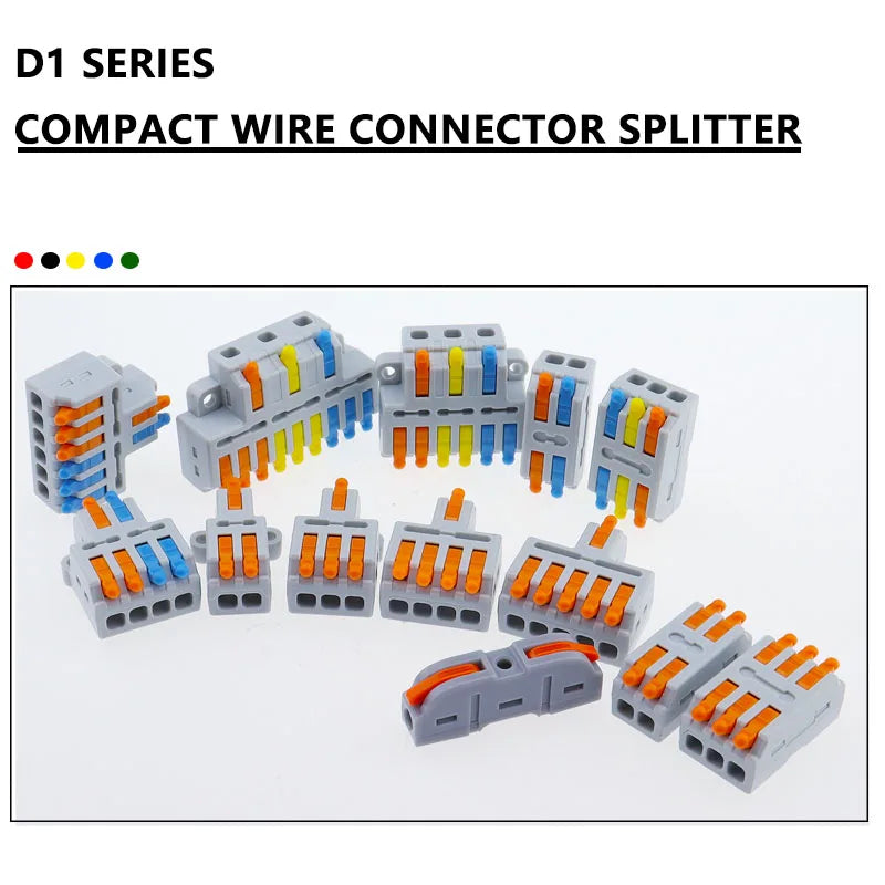 Mini Quick Wire Conductor Connector Universal Compact 2/3 Pin Splicing Push-inTerminal Block 1 in multiple out with fixing Hole