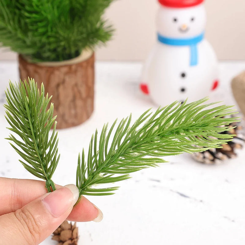 30/10Pcs Artificial Pine Needles Christmas Green Plant Pine Branch Fake Plants DIY Xmas Tree Garland Ornaments Home Decorations