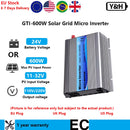 Y&H 600W Grid Solar Inverter MPPT Pure Sine Wave Micro Inversor 24V 36V BAT 11-32V PV Input AC120V/220V Solar Panel Home System