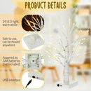 1pc 24 LED Easter tree, birch tree adjustable branches 3AA and USB power supply, bedroom decorative tree light (without battery)