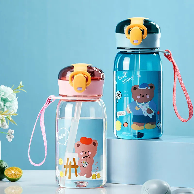 GIANXI Kids Water Sippy Cup With Straw Cartoon Leakproof Water Bottles Outdoor Portable Drink Bottle Children's Lovely Cup