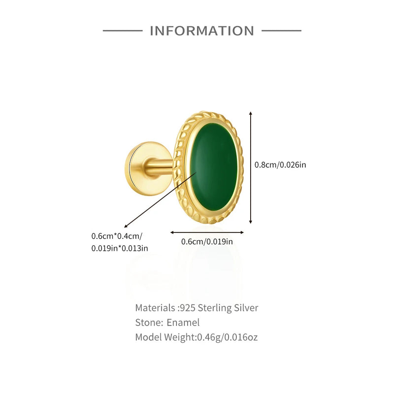 LENNIK 925 Sterling Silver Flat Piercing Earring Cubic Zirconia Pendientes 100% Plata 925 Cartilage Stud Earrings Fine Jewelry