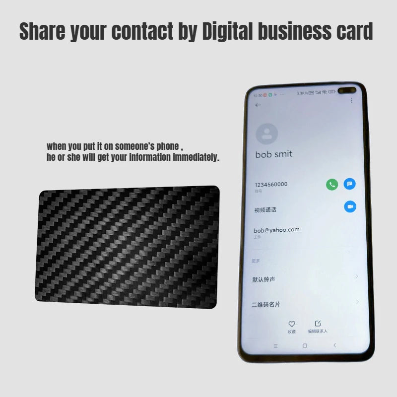 1Piece NFC Carbon Fiber Smart NFC Card NFC Business Card Fast Reading Ntag 215 Blank NFC Card Digital Business Card Social Share