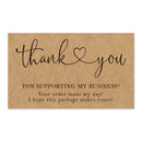 50Pcs Kraft Thank You Cards Small Business Supplies for Boutique Shops Thank You For Shopping Cards