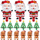 15/5PCS Santa Claus Foil Balloons Mini Christmas Tree Gingerbread Man Balloon 2025 Xmas New Year Holiday Decoration Kids Favors
