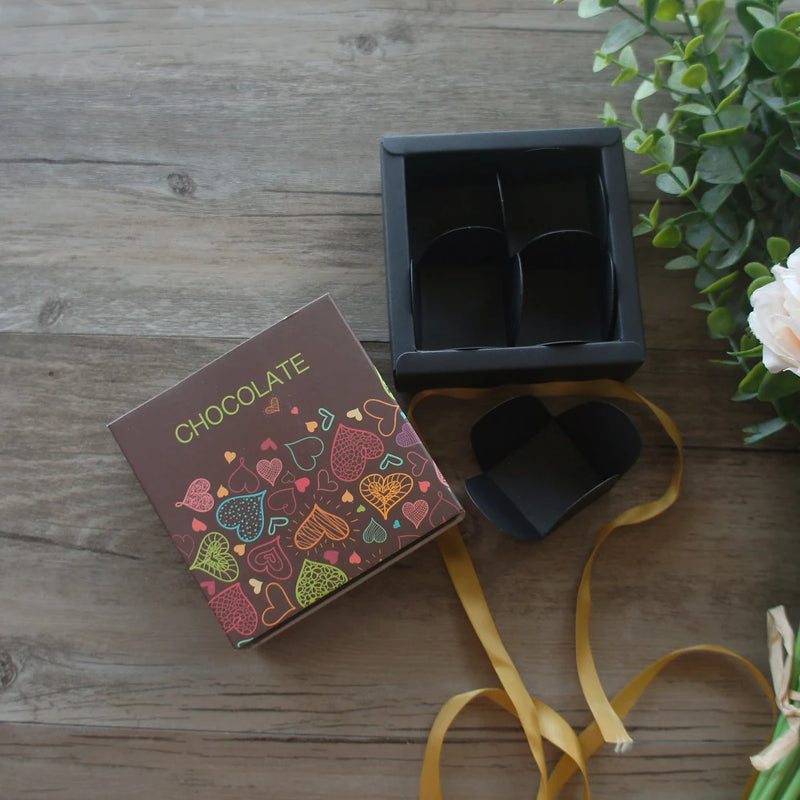 9*9*3.5CM Coloured Flags Heart 10 Set Chocolate Paper Box Valentine's Day Christmas Birthday Party Gifts Packing Boxes