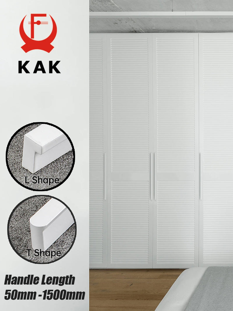 KAK Fashion White Long Cabinet Handles 1500mm Length Aluminum Alloy Kitchen Cupboard Door Pulls Furniture Handle Door Hardware