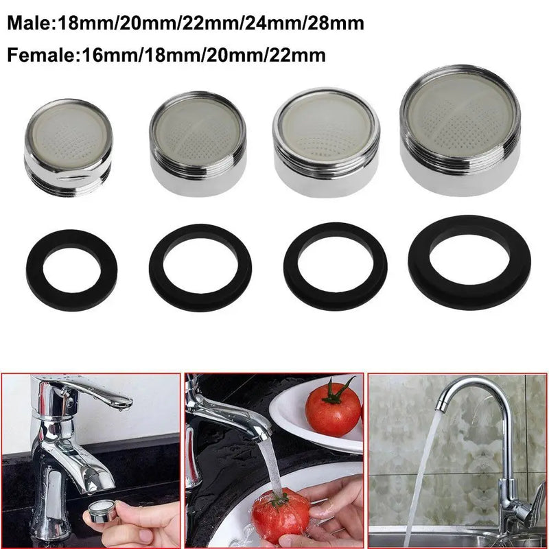 Metal Tap Aerator Connector Outside Inside Thread Water Saving Adaptor Kitchen Faucet 16/18/20/22/24/28/mm to 22mm with Gasket